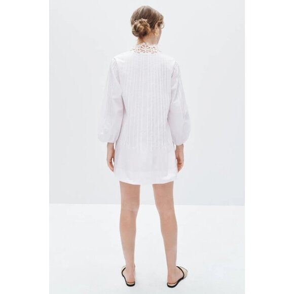 Sandro Cotton Lace Trim Mini Dress Size 6 (Retails $441) - Picture 3 of 11